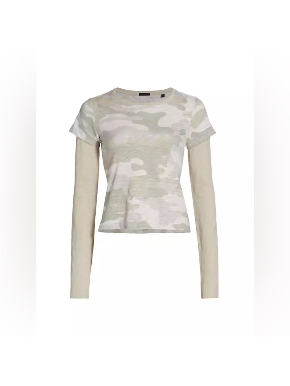 ATM Anthony Thomas Melillo layered crew neck top Camo 100% cotton Medium